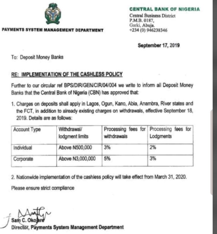  Bank Customers Will Start Paying For Cash Deposits And Withdrawals From Today...see full details  https://www.concoursemediagroup.com/bank-customers-w…awals-from-today/ ‎