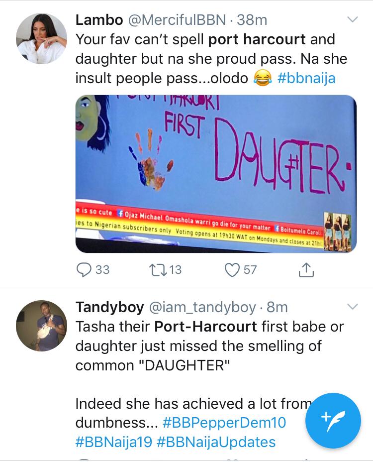BBNaija: Tacha Trolled On Hard Over Her Inability To Spell Port Harcourt And Daughter