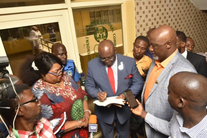 BREAKING NEWS: Dino Melaye Storms INEC Office, Demands Cancellation Of Kogi Election