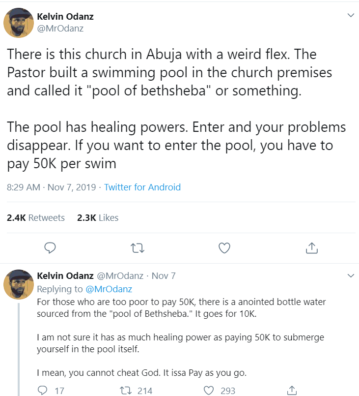 N50k Per Swim: The "Healing Pool" Built By Popular Pastor In Abuja