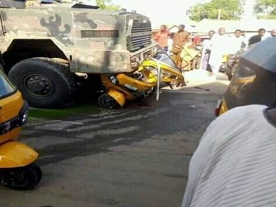 Over Speeding Army Truck Crushes Keke, Kills Two People