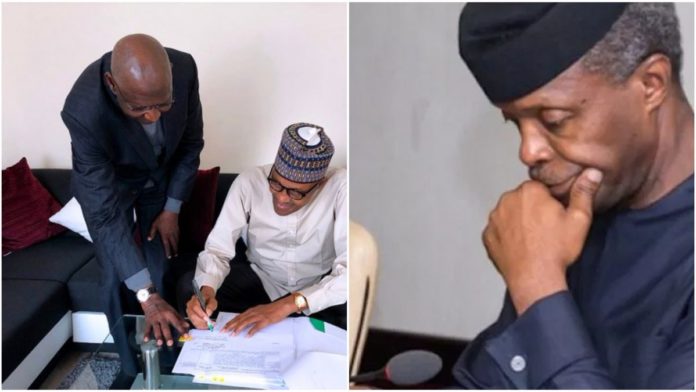 'Where is Osinbajo’ – Nigerians react as Abba Kyari takes Bill to Buhari in London