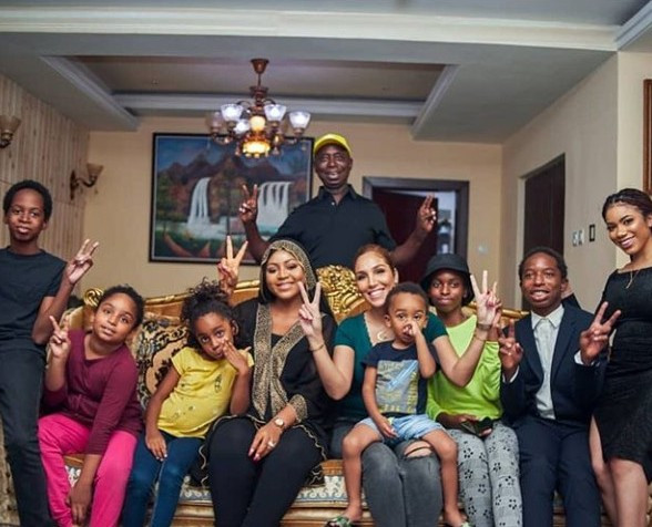 Ned Nwoko shows off his wives and children