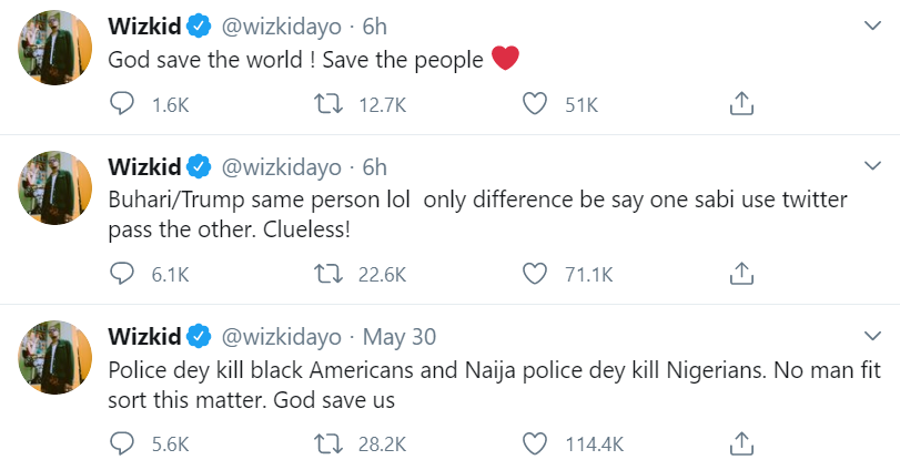 #JusticeForUwa: Wizkid Calls Buhari And Donald Trump Clueless Presidents