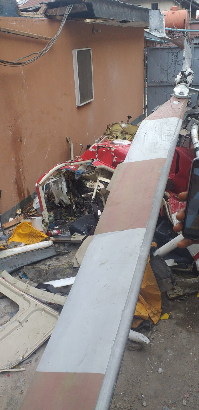 BREAKING NEWS: Helicopter Crashes Into Residential Building In Lagos