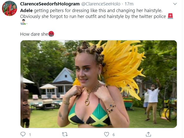 Adele Shared a Photo of Her Wearing Bantu Knots With a Jamaican Flag Bikini Top, and the Internet Lost It