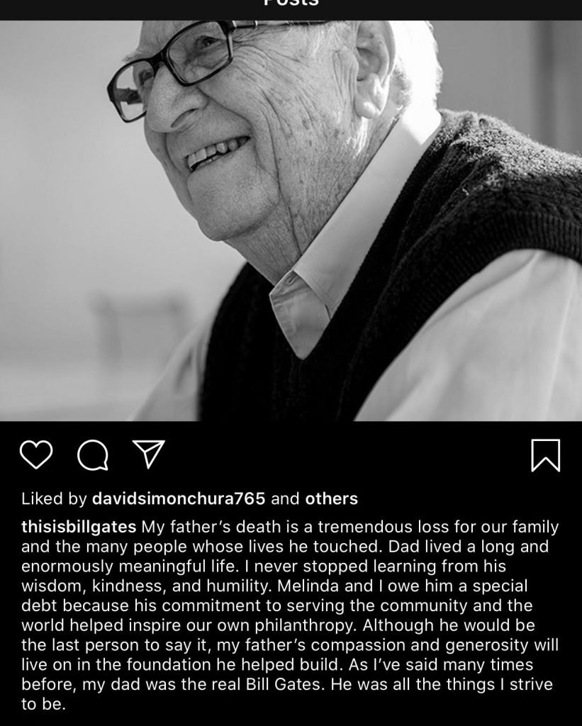 Bill Gates Mourns As His Father Dies
