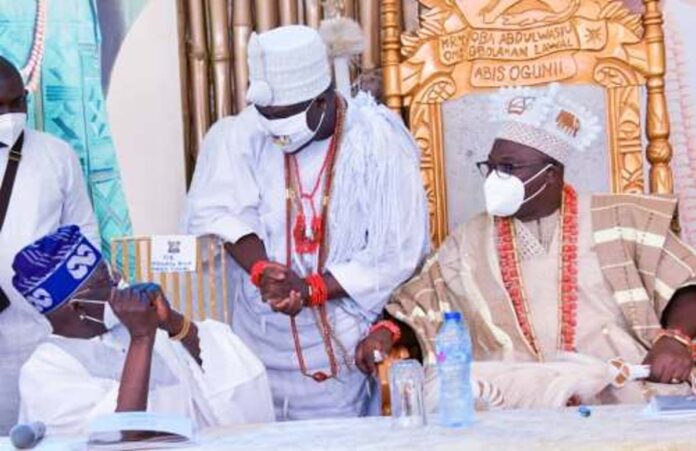 Mixed Reactions Trail Tinubu’s Greeting Of Ooni At Oniru’s Coronation