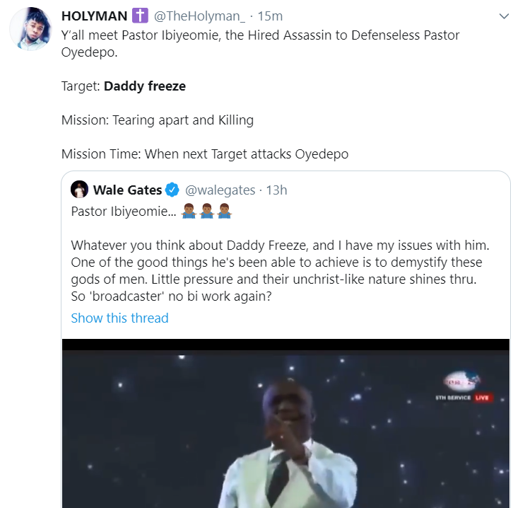 Nigerians Blast Pastor Ibiyeomie For Threatening To Kill Daddy Freeze Over Bishop Oyedepo
