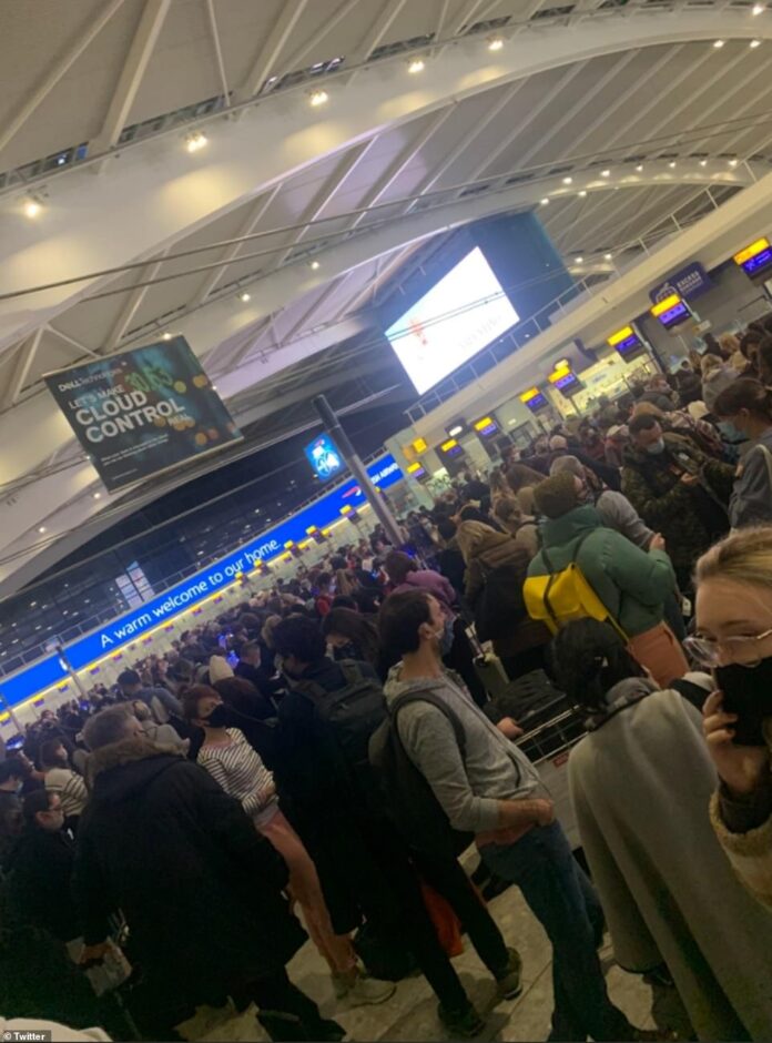 Chaos In Heathrow As Hundreds Of Passengers Scramble Onto Last Flight Out Of London Minutes Before Travel Ban Set For Midnight